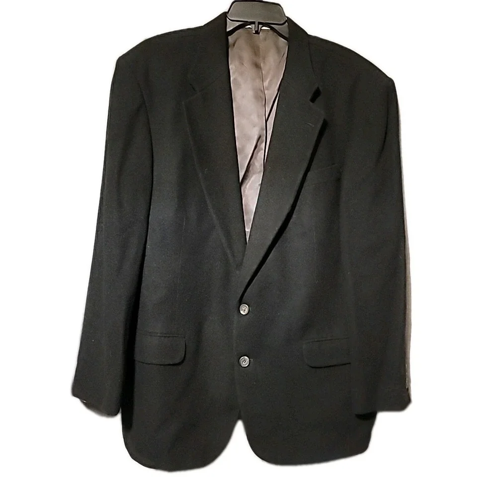 VTG AKA Eddie Bauer Men's‎ 100% Camel Hair 2 Button Black Sz 46R Sport Coat